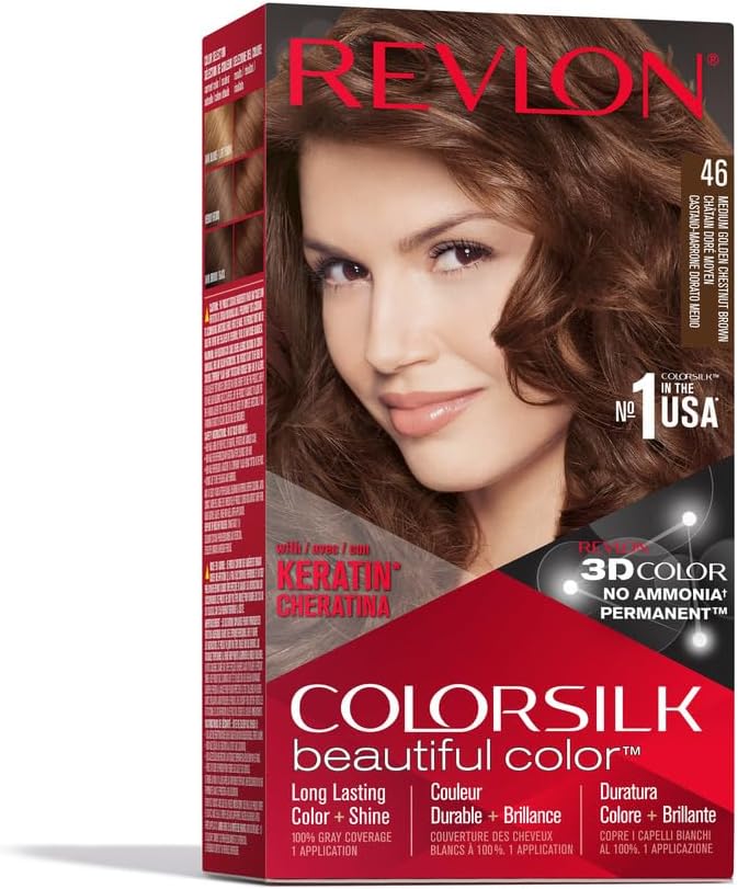 Revlon Colorsilk Hair Dye 46 Medium Golden Auburn Permanent Ammonia Free Keratin