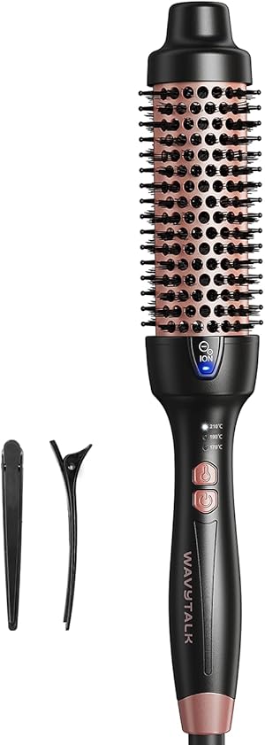 Wavytalk Thermobürste, Thermal Brush 38mm Ionische Lockenbürste erhitzt zur Erzeugung natürlicher Locken, Heiße Rundbürste für Blowout Express, EU-Plug Dual-Spannung