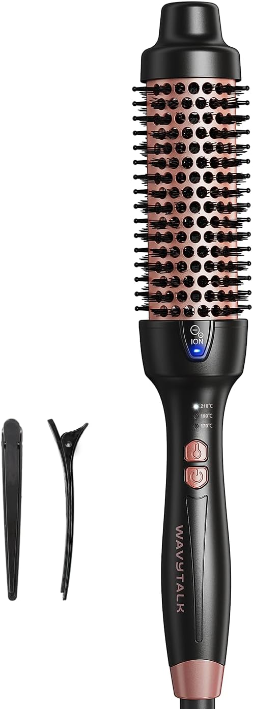 Wavytalk Thermobürste, Thermal Brush 38mm Ionische Lockenbürste erhitzt zur Erzeugung natürlicher Locken, Heiße Rundbürste für Blowout Express, EU-Plug Dual-Spannung