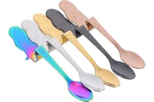 CIYODO 5pcs 304 Stainless Steel Mermaid Coffee Spoons Set, Hangable Coffee Dessert Stirring Spoons,
