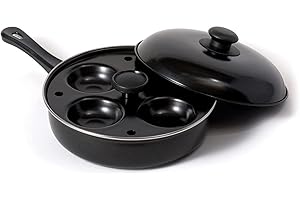 Fox Run Non-Stick Poaching, 13.5" x 8" Egg Poacher and Fry Pan, Black