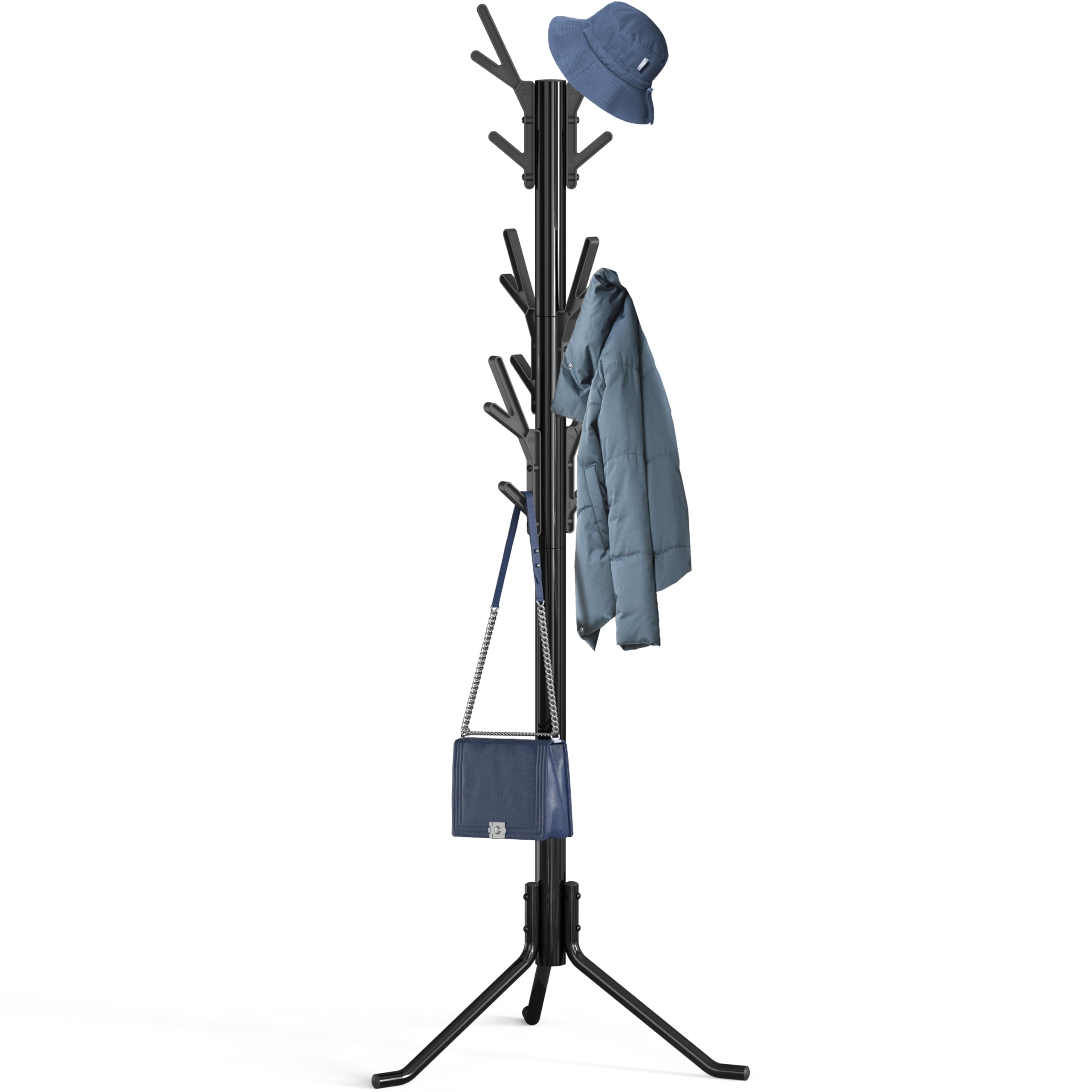 Photo 1 of Simple Houseware Standing Coat and Hat Hanger Organizer Tree Shaped Rack for Entryway, Bedroom, and Hallway, 18 Hooks, Black