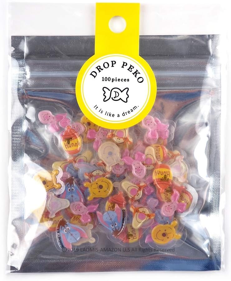 Japanese Snoopy Sanrio Drop Peko Foil Stamping Mini Stickers/Pack of 100 (Winnie The Pooh [ 51364 ])