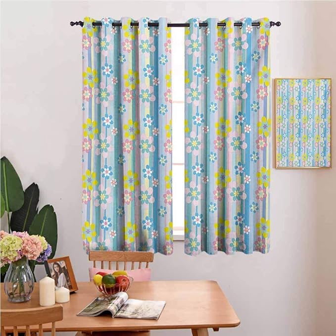 N / A Cortinas deslizantes para Dormitorio Pastel Resumen Primavera