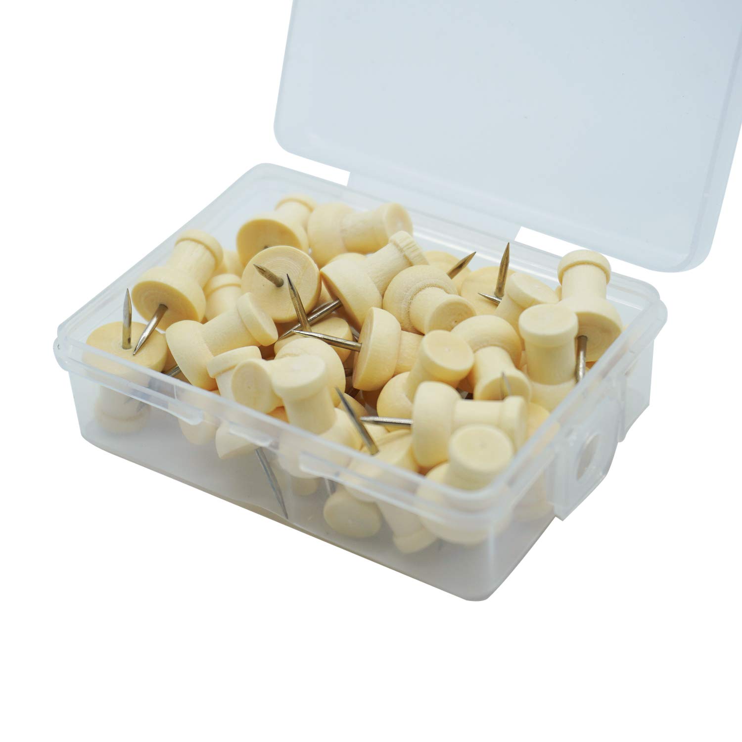 Cork Board pins I-Shaped Push pins Wood Push Pins Wood Head with Steel Point, 40 Pack