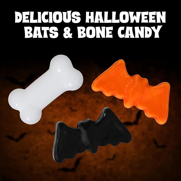BULK HALLOWEEN CANDY – 4LB SPOOKY BATS & BONES HARD CANDY – BLACK & ORANGE PARTY TREATS FOR TRICK-OR-TREAT, CANDY BUFFETS & SPOOKY CELEBRATIONS