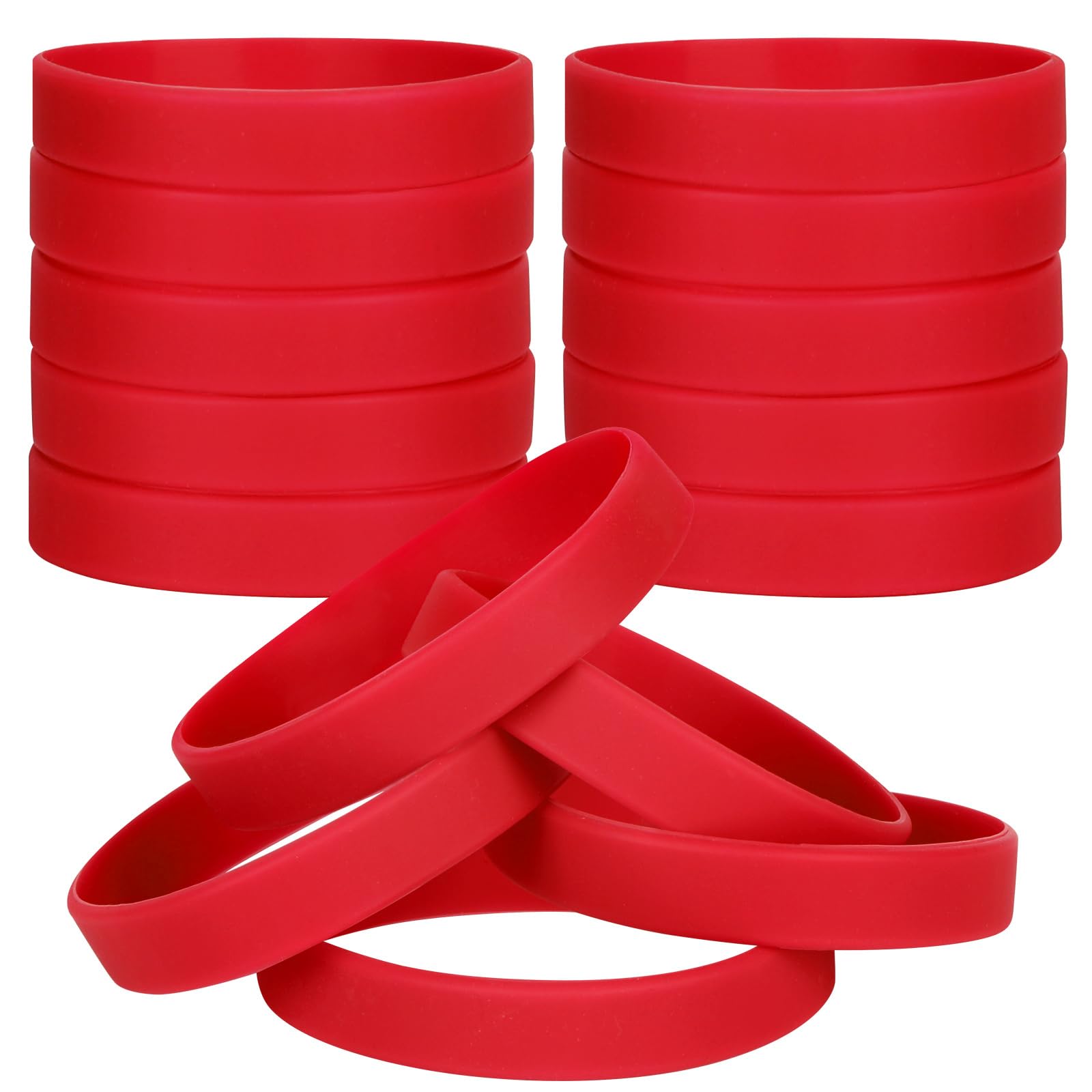 LVNRIDS 30 PCS Silicone Bracelets Wristbands for kid, Sports Rubber Elastic Wristband Bracelet for School Activity Party Favors Decorations Red