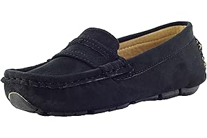 WUIWUIYU Boys Girls Casual Slip-ons Suede Penny Loafers Moccasins Shoes