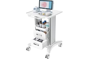 YORKGARGEN Medical Trolley Cart with Drawers, Hospital Mobile Ultrasound Cart with Trays & 4 Silent Swivel Wheels, 220 LBS Load Portable Storage Drawer for Hospital, Dental Clinic, Beauty Salon (Without Socket)
