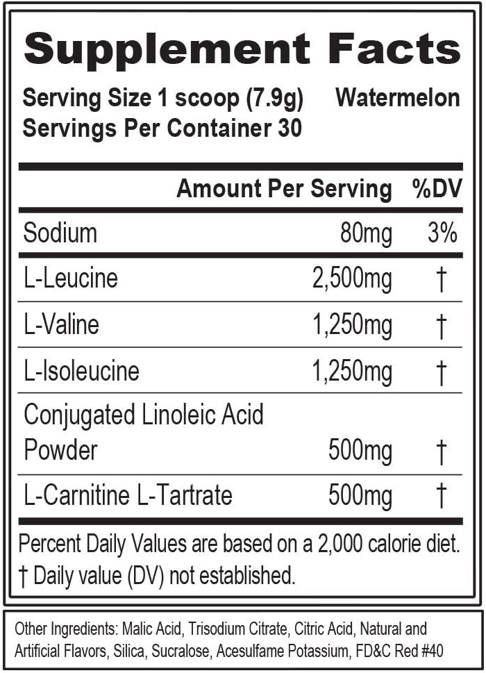 Evlution Nutrition LeanBCAA, BCAA’s, CLA and L-Carnitine, Stimulant-Free, Recover and Burn Fat, Sugar and Gluten Free, 30 Servings (Watermelon): Health & Personal Care