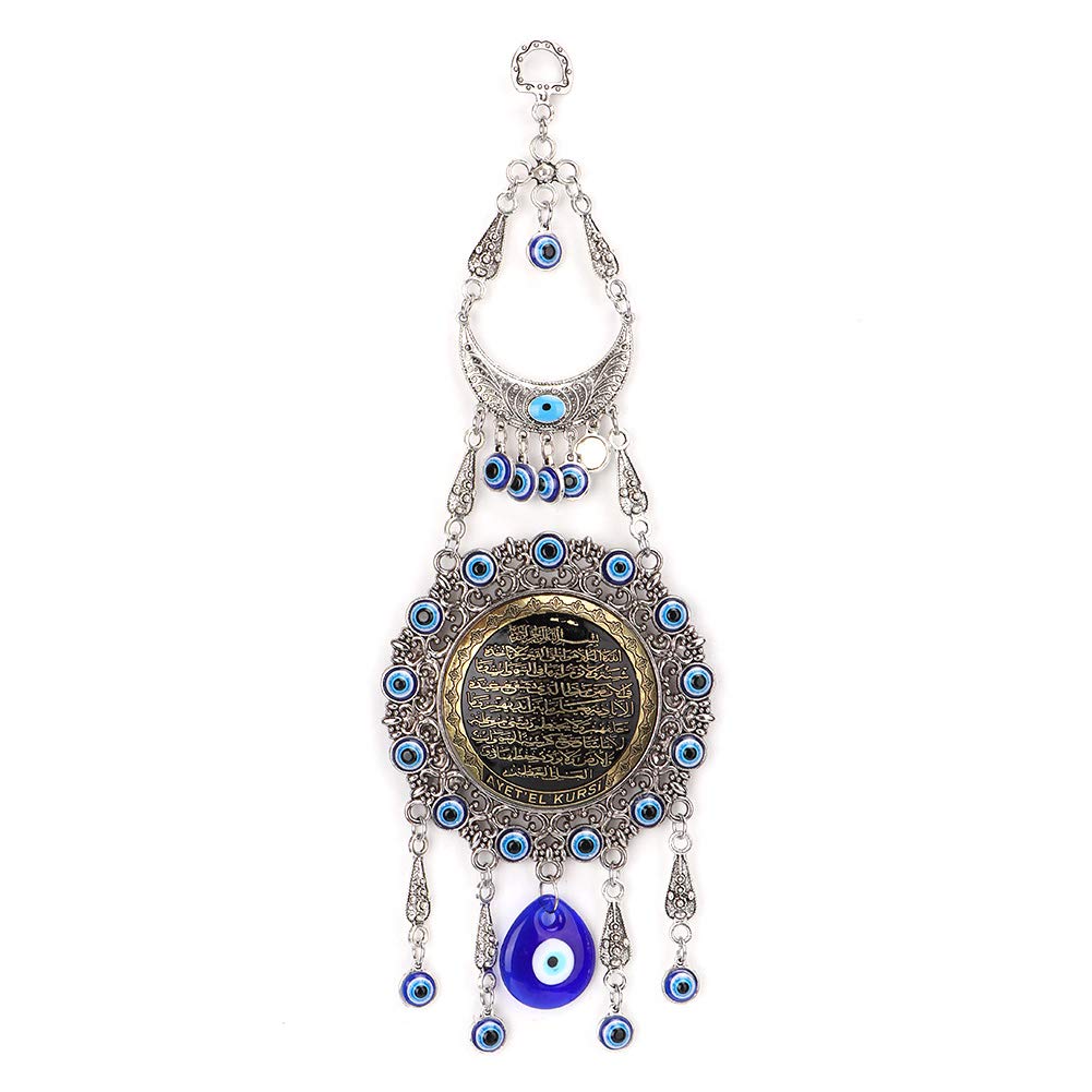 Turkish Blue Evil Eye, Wall Hanging Pendant for Home Office Door Decoration, Muslim Amulet Blessing Good Luck Gift for Family Friends College Graduation