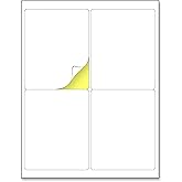 (4" x 5") 200 Sheets, Large White Labels Stickers - Laser/Inkjet Printable