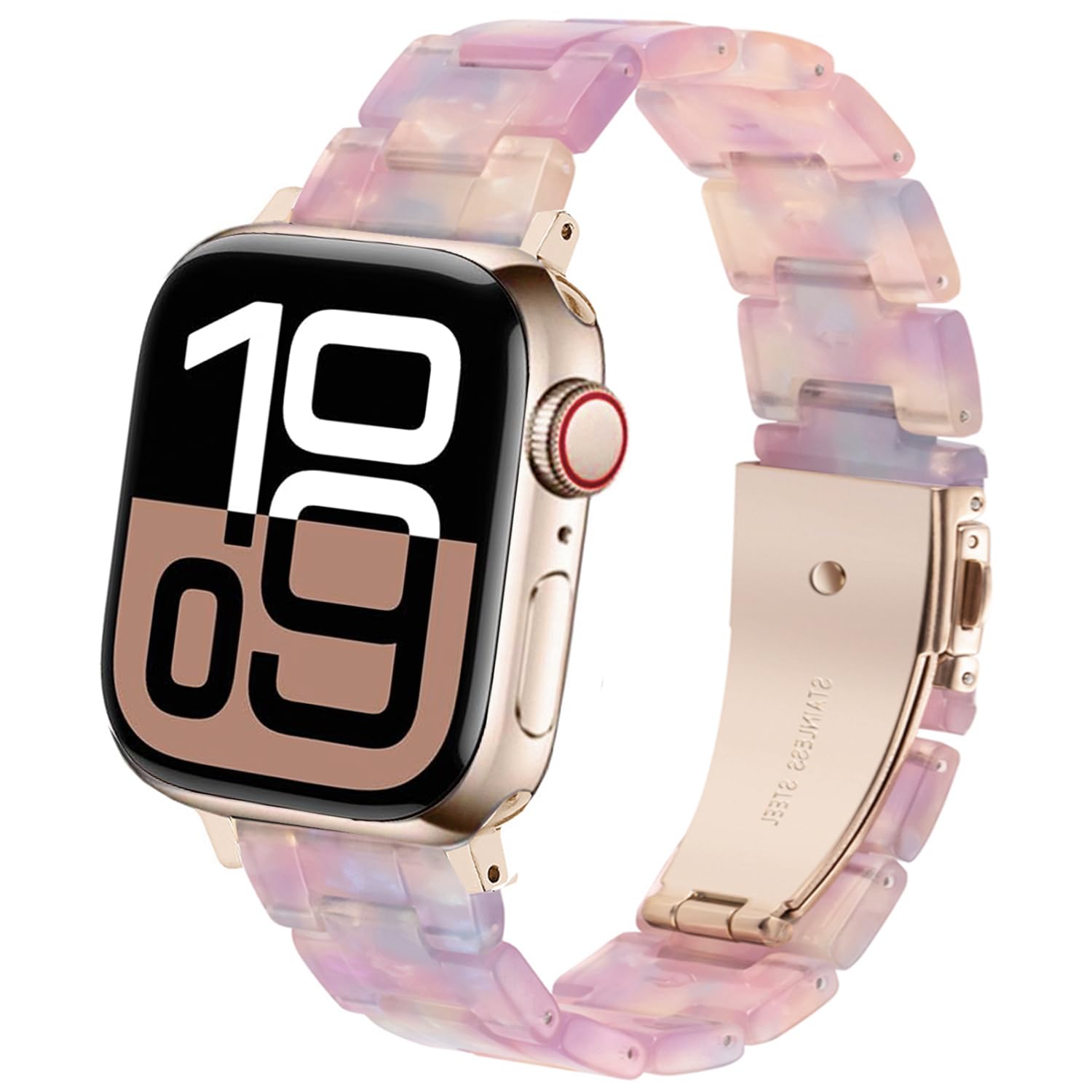 DEALELE Bands Compatible with Apple Watch 49mm 46mm 45mm 44mm 42mm, Colorful Resin Replacement Strap for iWatch Series 10/9 / 8/7 / 6/5 / 4/3 / Ultra/SE Women Men, Dream pink