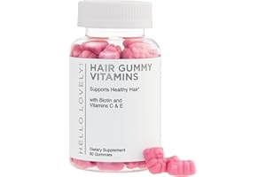 HELLO LOVELY! Hair Vitamins Gummies - Biotin 5000 mcg with Vitamin E, C & Zinc, Hair Growth Vitamins for Women & Men - Stronger, Beautiful Hair, Skin & Nails Supplement, Non-GMO & Gluten-Free - 60 Gummy Bears