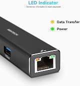 RSHTECH USB C Hub Ethernet Adapter 4-in-1 USB 3.2 10Gbps 1Gbps Network view 6