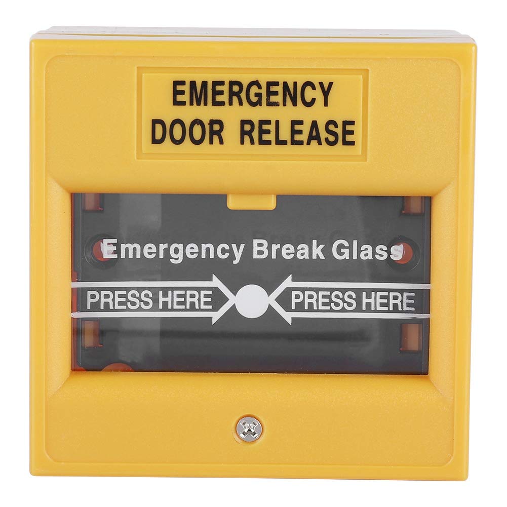 Emergency Exit Door Release Button, Fire Alarm Break Glass Switch for Access Control Systems, Security Emergency Button (Yellow)