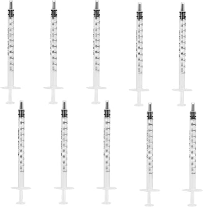 Karjiaja 10Pcs 1ml Plastic Syringes No Needle Reusable Sterile 1ml Syringe