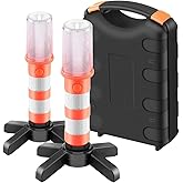 MMIAOO LED Emergency Roadside Flares Safety Strobe Light, 2PCS Safety Strobe Light, 3 in 1 Road Warning Beacon Flare with 2 M