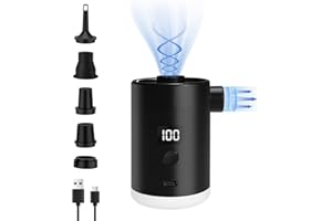 MINGPINHUIUS Portable Air Pump for Inflatables: Type-C Rechargeable with 4000mAh Battery Lightwight Ultra-Fast Inflate Deflate Electric Air Pumps with Camping Light for Sleeping Pads, Pool Toys, Floats