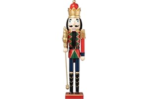eUty King 24" H Wooden Nutcracker Decoration - Xmas Nutcracker King Table Top Centerpiece Decor - Indoor & Outdoor