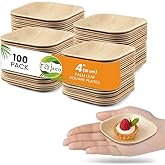 Raj Eco Compostable Mini Palm Leaf Plates Like Bamboo Plate Disposable - 4 Inch Square 100 Mini Party Plate, Natural Wooden, Eco-Friendly, Fancy Biodegradable & Disposable Wedding Picnic