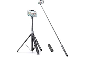 ATUMTEK 60" Selfie Stick Tripod, All in One Extendable Phone Tripod Stand with Bluetooth Remote 360° Rotation for iPhone and Android Phone Selfies, Video Recording, Vlogging, Live Streaming, Black