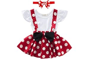 IBTOM CASTLE Polka Dots Tutu Costume for Baby Girl Princess 1st Birthday Party,Dress Up w/Overall Suspender Skirt,Headband