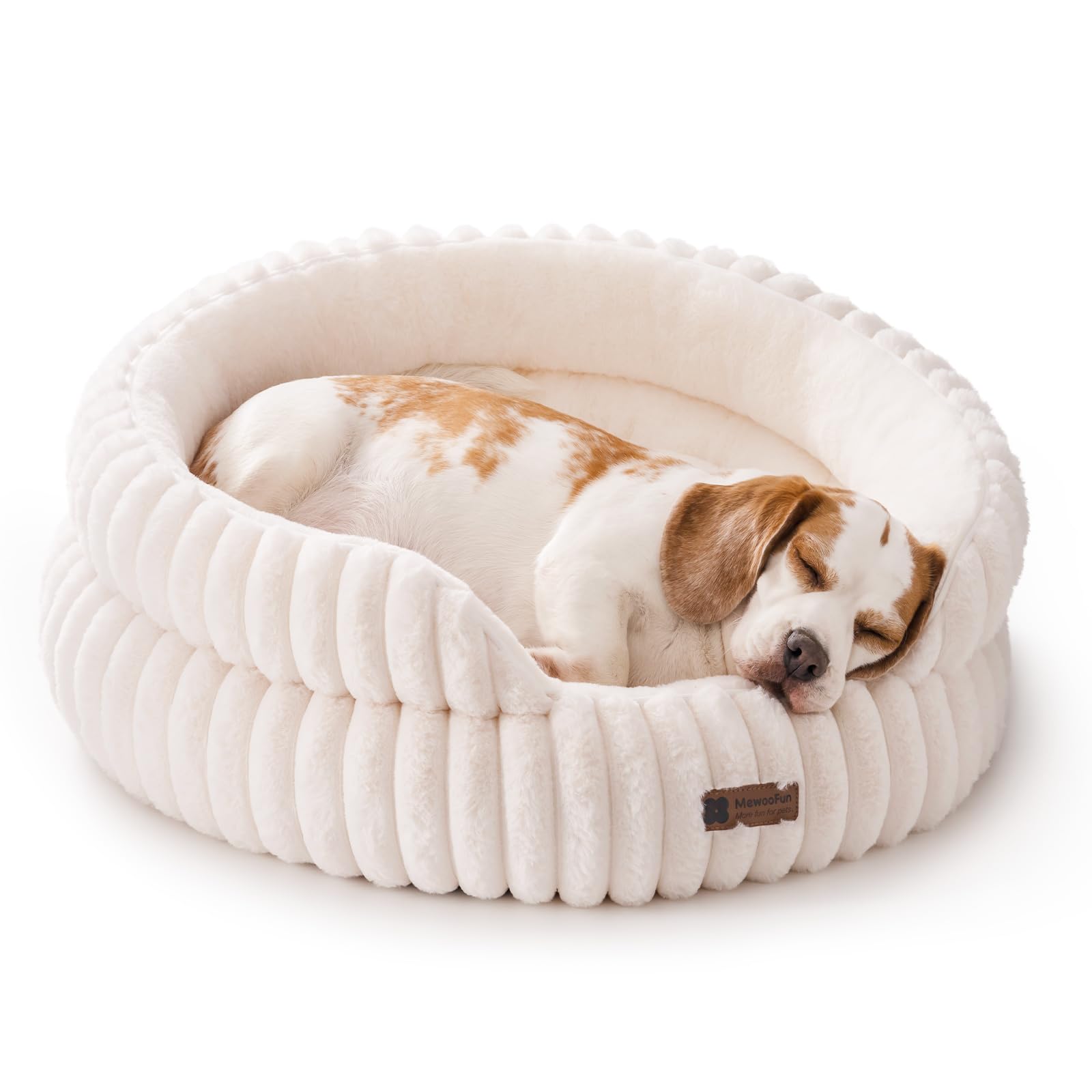 Photo 1 of MEWOOFUN Dog Bed for Medium Dogs, Washable Large Cat Beds for Indoor Cats, Donut Pet Bed for Dogs and Cats with Anti-Slip Bottom (Beige, 27"x27"x10")