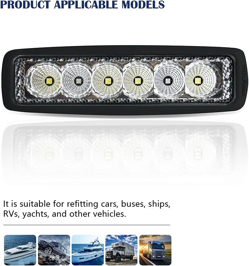Waterproof 12/24V Marine LED Spreader Flood Deck Light Dual Color (Blue & White) Dock Lights 6.3 Inch Length for Boat IP67 DC 10~32V Led Bar for Yacht T-Top Pontoon Ship Vessel, Black Housing, 2 Pack: Automotive