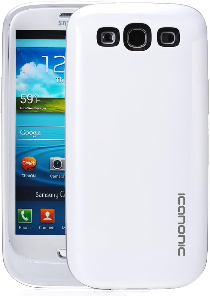 iCanonic Elite Samsung Galaxy S3 Battery Case - Glossy White, Protective Bumper Style Battery Case for Samsung Galaxy S3, Samsung Galaxy SIII, Samsung Galaxy I9300