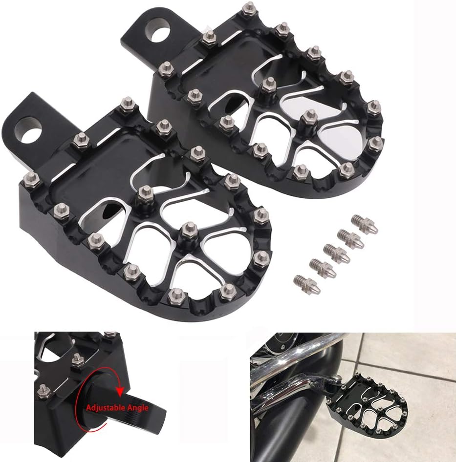 Motorcycle Wide Foot Pegs,CNC Billet Footpegs 360° Rotating Foot Pedals for Dyna Iron 883 Sportster Bobber Softail Street Glide Road Glide