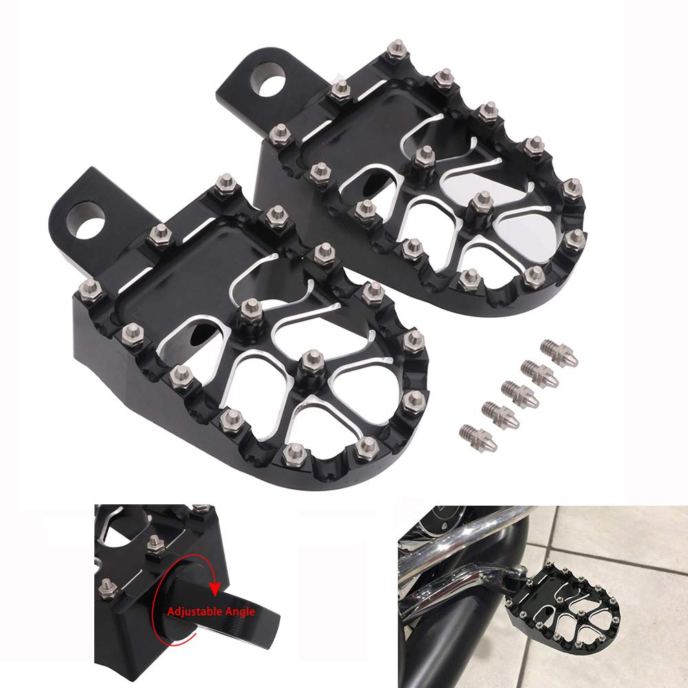 Motorcycle Wide Foot Pegs,CNC Billet Footpegs 360° Rotating Foot Pedals for Dyna Iron 883 Sportster Bobber Softail Street Glide Road Glide