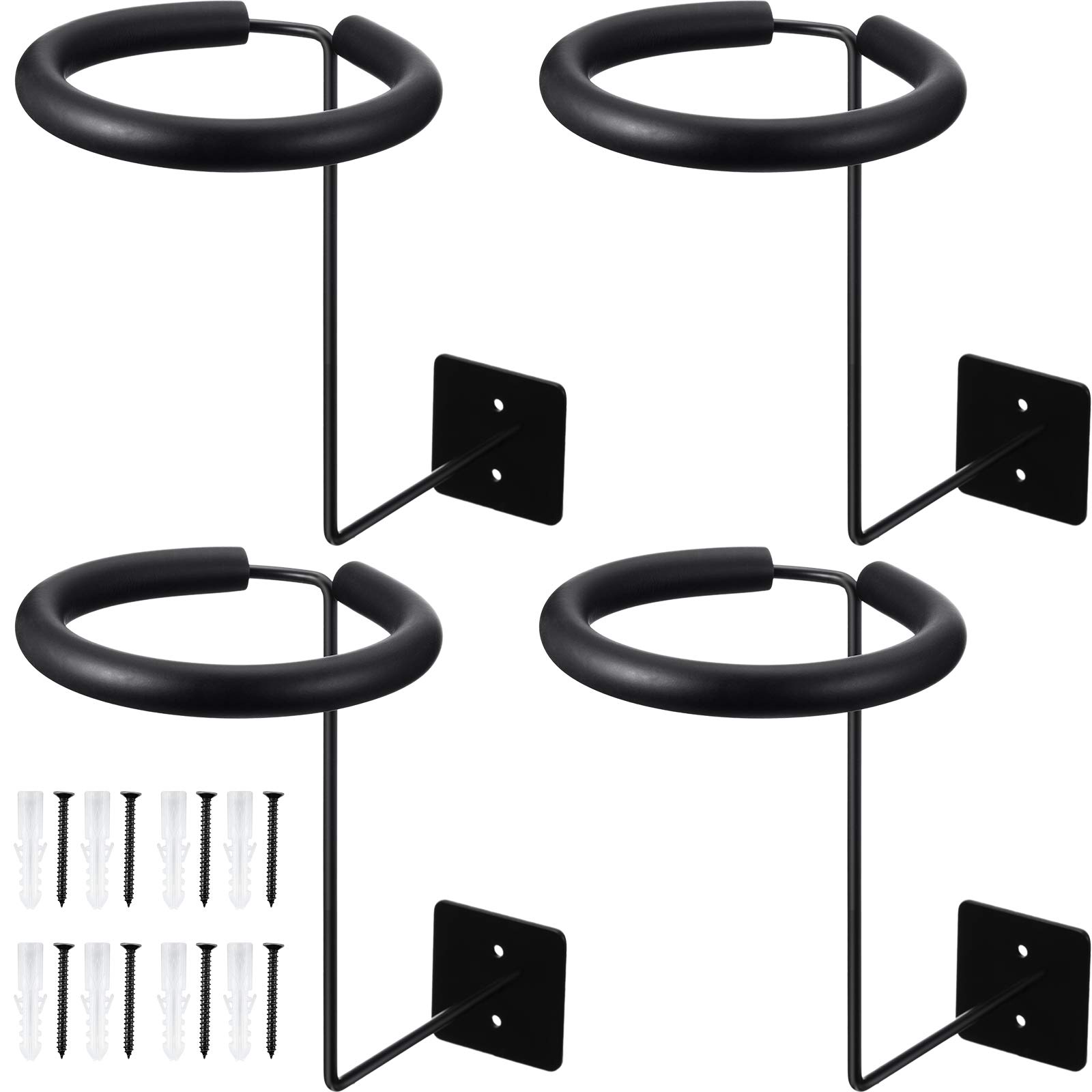 Frienda Wall-mounted Motorcycle Accessories Black Helmet Holders Metal Multifunctional Helmet Racks with Sponge Tubes and Expansion Screws for Basketball Hat Cap(4 Pieces)