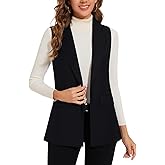 MINTLIMIT Women's Sleeveless Button Front Blazer Vests Casual Vest Jacket Blazers with Pockets (Black - Size 2XL)