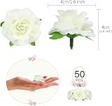 Kesote Creamy White Artificial Rose Heads 50pcs 4cm Bouquet Wedding Decor view 2