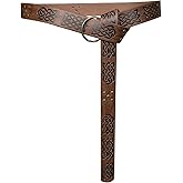 HiiFeuer Medieval Embossed PU Leather O-Ring Belt, Retro Renaissance Knight Belt