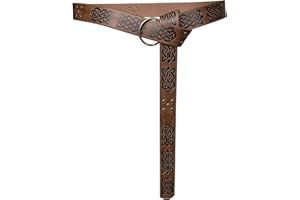 HiiFeuer Medieval Embossed PU Leather O-Ring Belt, Retro Renaissance Knight Belt