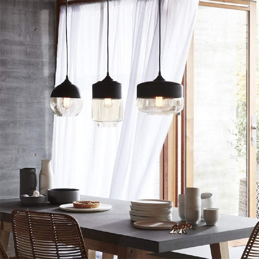 NAANN Globe Pendant Lighting, Modern Hanging Ceiling Lamps Black Industrial Mid Century Amber Glass Pendant Light Fixture with Adjustable Cord for Kitchen Island Bathroom Dining Room E26 Bulb - - 