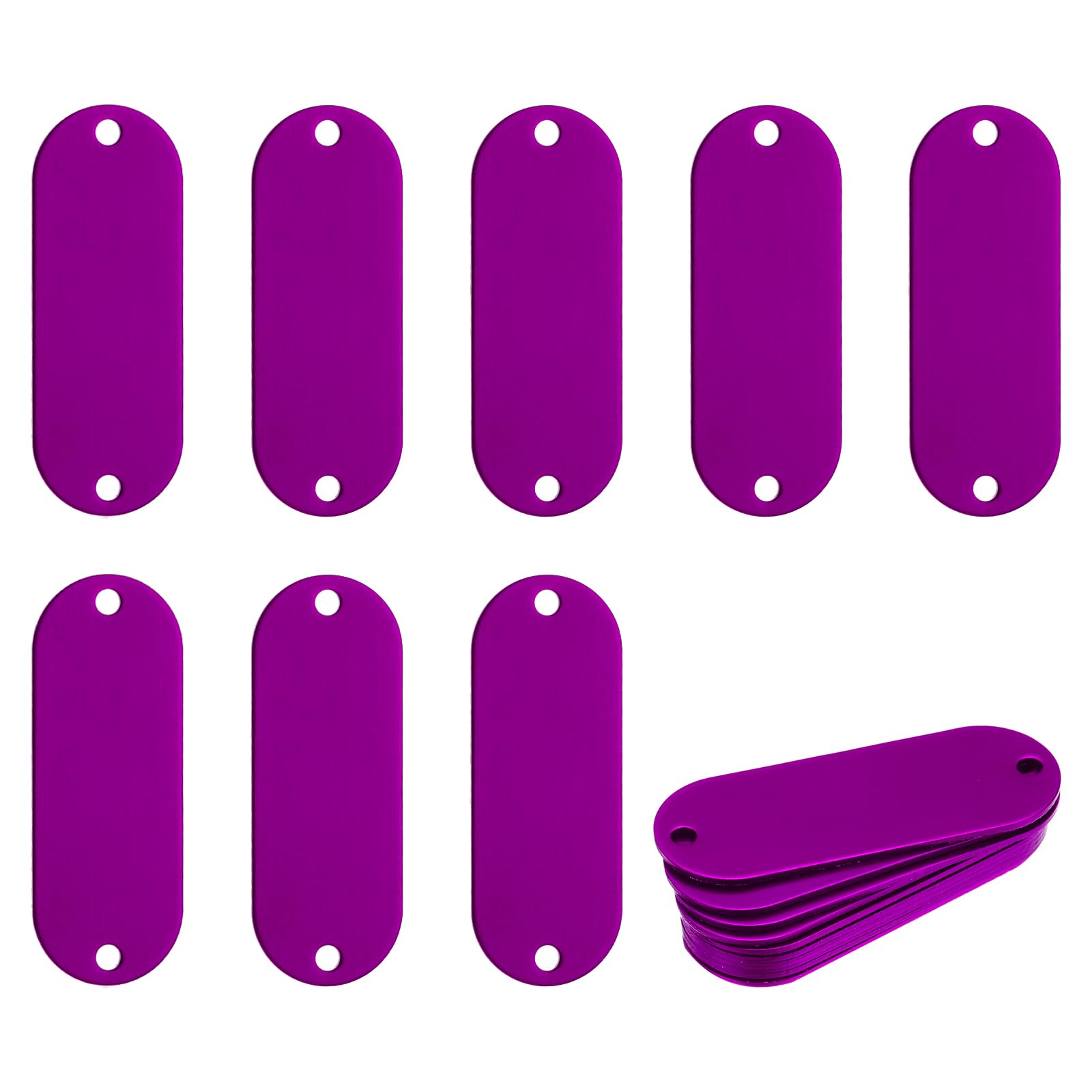Rebower Aluminum Blank Tags Engraving Metal Stamping Blanks,[for Number Tag, Dog Tag,Pendant Decoration] - 2 x 0.74 Inch/Purple / 25 Pcs