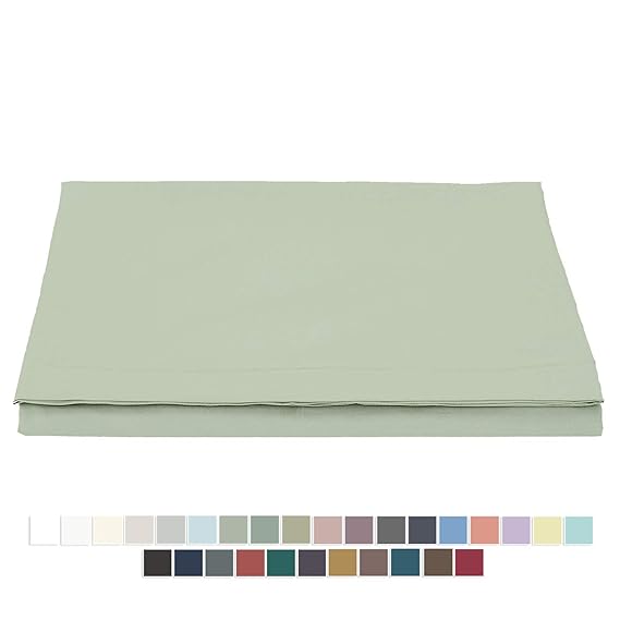 Pizuna 400 Thread Count Cotton Double Bed Flat Sheets Light Sage 100 
