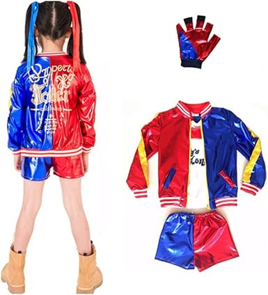 Deguisement Combinaison 3pcs Harleie Quinn Halloween Noel Party Cosplay Costume Avec Gant Amazon Fr Vetements Et Accessoires