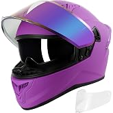 Full Face Motorcycle Helmets for Men Women, DOT Approved | Extra Clear Visor, Dual Visor Quick Release Buckle, Street Bike Auto Racing Helmet for Adult Motorbike ADV Moped Scooter ATV