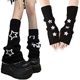 2 Pair Star Arm Warmers Y2k and Leg Warmers Y2k, Cute Black Arm Warmers Women, Harajuku Accessories