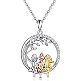 AOBOCO Christmas Gifts Sterling Silver Sister Necklace for 2, 3 Sisters Pendant, Big Litter Sisters Birthday Jewelry Gift