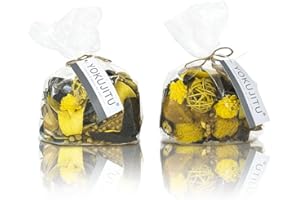YOKUJITU Potpourri Bags,Yellow Decorative Potpourri Bowl Filler,Orange Lime Scented Potpourri Dried Flowers,Home Fragrance Sachet of Petals, Vase Fillers,Summer Bathroom Decor(2 Mini Bags|6 oz)