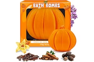 NEWFEIFAN Pumpkin Spice Bath Bombs Gifts for Women&Men-Halloween Boo Spooky Basket Stuffers Giftable Packaging, Natural Organic Relaxing, Vanilla/Coffee/Cinnamon/Nutneg Scent, Pumpkin Shaped Fall Gifts