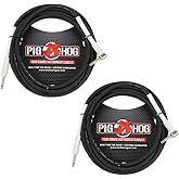 Pig HOG 18.6' Feet High Performance Instrument Cable Black (Straight-Angled), 2-Pack