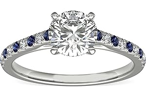 Luyona 1 ct Moissanite with Blue Sapphire Accents Engagement Ring for Women, Anniversary Wedding Rings Bands - Size5