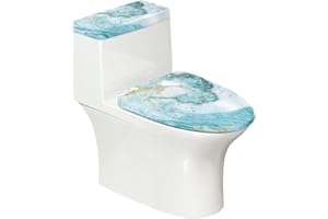 Kathyboom Toilet Lid Covers Tank Lid Cover Anti Splash Waterproof Toilet Seat Covers Reusable Keep Bathroom Home Clean Toilet Decor(Green Marble Crack)