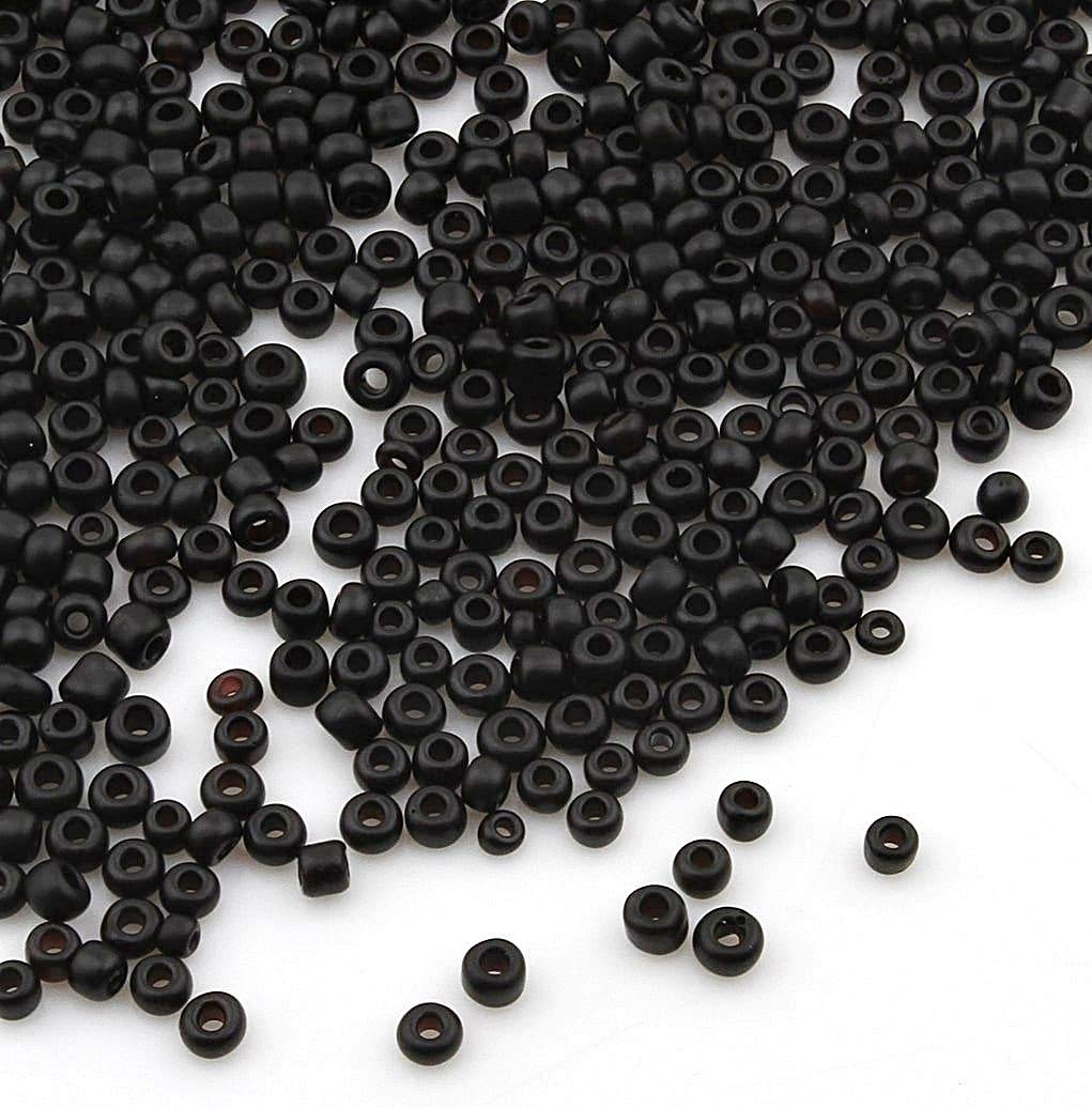 Pack of 3300 Glass Seed Beads 3 mm Opaque, Matt, 8/0, Pony Beads, Opaque Seed Beads, Choice of Colours (Matte Black)